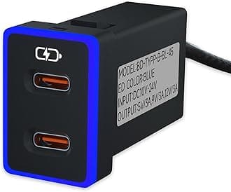 B&DOG XSIN Car Charger for Toyota USB C Dual Port Charger PD 3.0 Type C Fast Charging with LED Light Show,Compatible with Smart Phone,Tablet,and More. (Blue 1.3x0.9inch