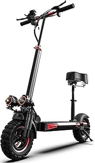 1200W Electric Scooter for Adult, 48V 18AH Folding E-Scooter Up to 34Mph & 37Miles Range,11" Off Road Tire Kick Scooters with Detachable Seat &Double Suspension for Commuter Outdoor