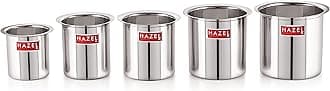 HAZEL Steel Milk Pot Set of 5 | 0.8 litres to 2.8 litres Stainless Steel Milk Boiler Container | Milk Boiling Vessel Gunj for Kitchen, 5 Pc Set Silver