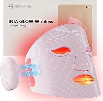 INIA Red Light Therapy Mask for Face, Glow Wireless LED Face Mask Light Therapy with Near-Infrared Red Light (NIR), Rechargeable and Ergonomic Design for Home & Travel