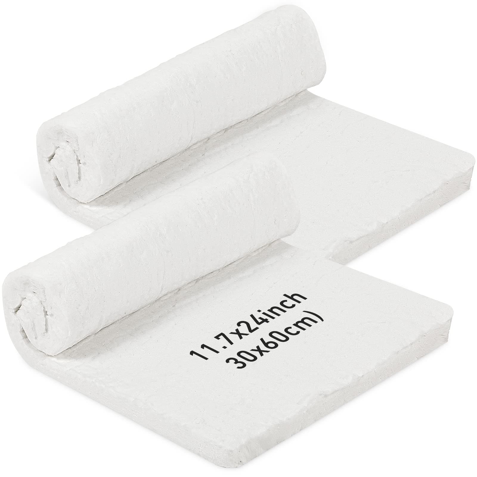 2 Pcs Ceramic Fiber Insulation Blanket High Density 2400F Fireproof Baffle for Dishwasher, Furnace, Stoves, Kilns, Forges, Fire Bricks, Fireplace, White (24'' x 12'' x 1'')