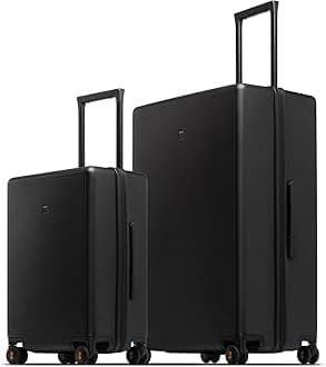 Suitcase Set of 2 Carry on Suitcase Hand Luggage Suitcases 100% PC Trolley Case Micro-Diamond Textured Design, Carry-on with 8 Spinner Wheels,TSA Approved(Black, 2-Piece Set,40L/105L)