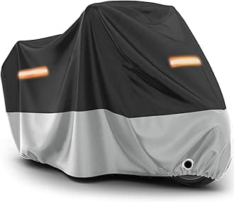 Favoto Motorcycle Cover Waterproof Outdoor - All Season Sun Protection with Lock-Holes Rain Snow Windproof Dustproof Universal Fit Motorbikes Vehicle Moped Cover, 96.5" x 41" x 50"