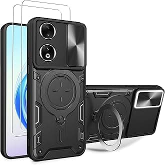 ZMONE for Honor X7b 4G / X7b 5G Case Cover with Screen Protector [2 PACK] Built Slide Camera Protection Cover,Military Heavy Duty Protective Phone Case - Black