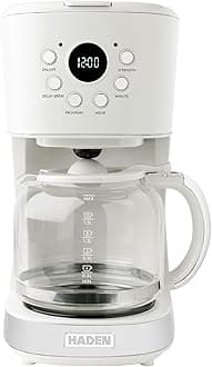 Coffee Machine, 12 Cup Programmable Drip Coffee Maker, Ivory & Chrome