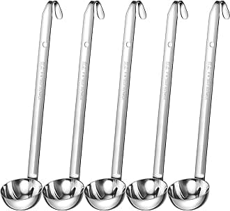 Cunhill 5 Pcs Soup Ladles Stainless Steel Serving Ladles with Long Handle for Serving, Cooking, Stirring, Portioning Kitchen Restaurant Accessories(5 oz)