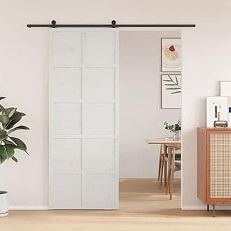 LAPOOHBarn Door White 80x208 cm Solid Wood Pine,Sliding Door,Space-Saving Sliding Design,Barn Door-850645
