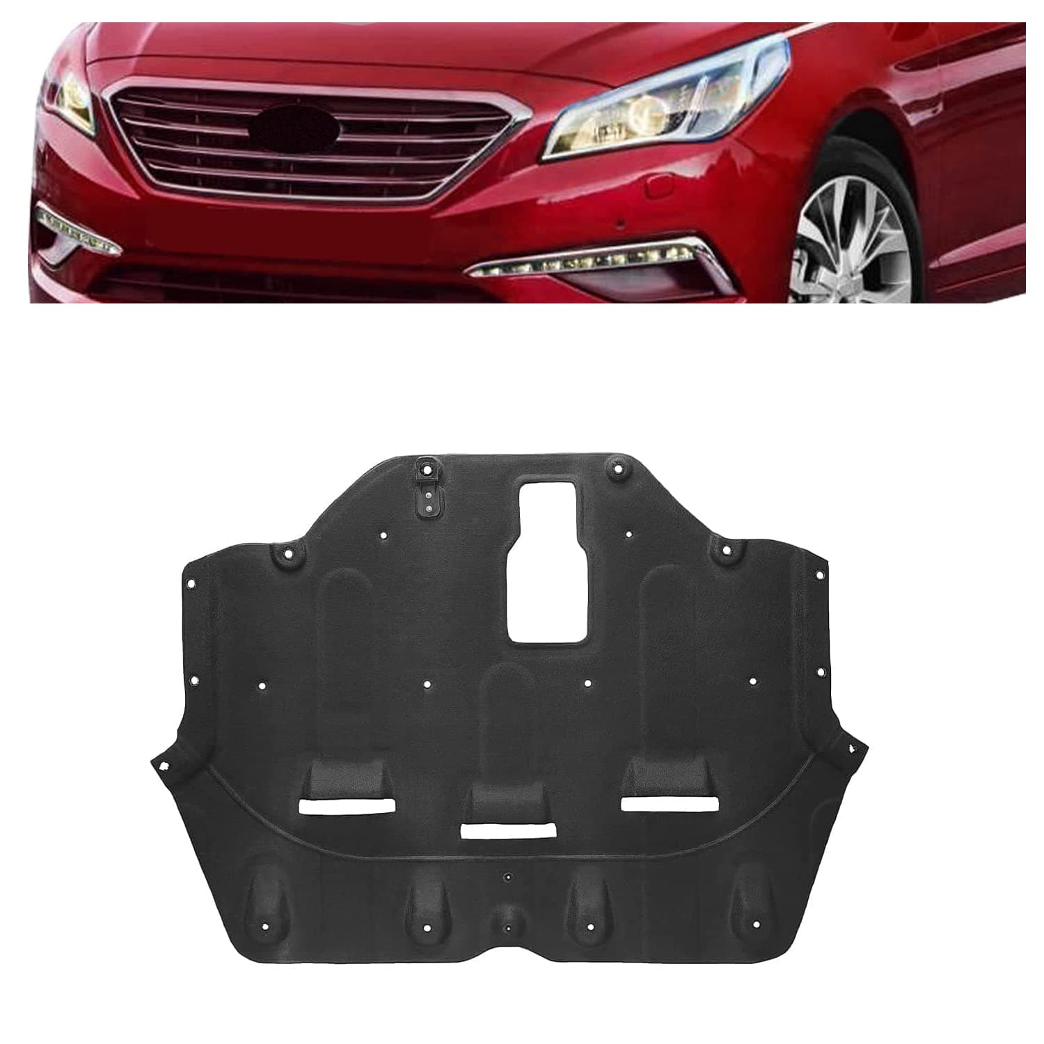 ECOTRIC Engine Splash Shield Compatible with 2015-2017 Hyundai Sonata Front Lower Engine Cover Flocking Process Replacement for 29130C1000 29130C2100 HY1228188