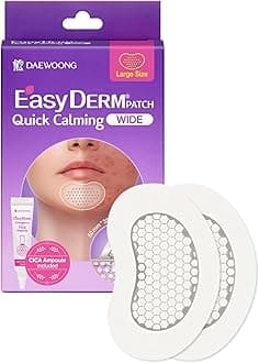 DWEasyDerm EasyDerm Quick Calming Magnesium Patches WIDE – 2 Large Face Acne Patches for Breakouts, TikTok Viral Microdot, With Bonus CICA Mini Ampoule