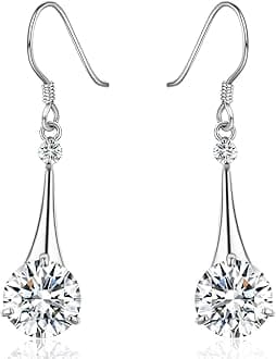 SBLING Cubic Zirconia Teardrop Earrings, Diamond Drop Earrings, Wedding Earrings for Brides Bridesmaids, Bridal Dangle Earrings, Crystal Drop earrings for Women Jewelry Gifts