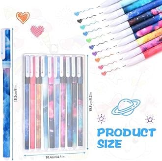 OFFCUP Writing Fineliner, Pack of 10 Flamingo Gel Pen Set, Gel Pens Colourful, Pens, Diameter of Tip 0.38 mm, for School, Office, Home, Birthday Gift, Office Supplies