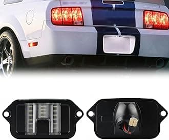 - Full LED License Plate Light Tag Lamp Housing Assembly Replacement Waterproof For 2005 2006 2007 2008 2009 Ford Mustang - 6000K Diamond White, 1-Piece