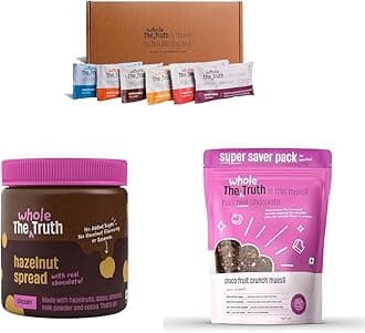 The Whole Truth - Protein Bars, Pack of 12 & The Whole Truth - Hazelnut Spread - Creamy - 200g & The Whole Truth Foods - Choco Fruit Crunch - 750g