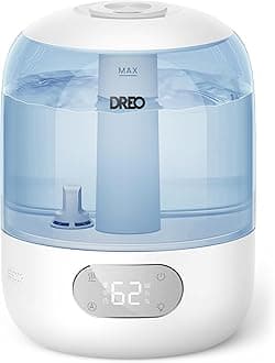 DREO Humidifiers for Bedroom, Cool Mist Ultrasonic Humidifiers with 30Hr Runtime, Top Fill 3L Tank, Easy Clean, Humidity Sensor, Night Light for Baby, Nursery, 360° Nozzle for Plants and Home, Blue