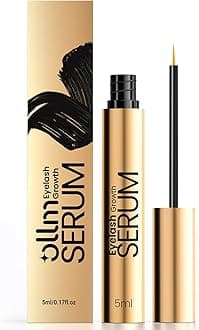 OLLM Premium Eyelash Growth Serum: Hyaluronic Acid & Peptide Formula for Enhanced Density and Softness in Skincare Home Nightly Use for Girls 12-Week Supply Gold