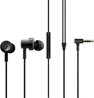 Earphones Headphones for Xiaomi Mi Earphone Original Like Wired Stereo Deep Bass Head Hands-free Headset Earbud With Built in-line Mic, With Premium Quality Good Sound Call Answer/End Button, Music 3.5mm Aux Audio Jack (CT7-DUAL, Black)