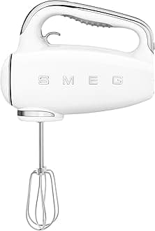 SMEG HMF01 9-Speed Retro Hand Mixer – 220W Motor, Smooth Start, Turbo Function, LED Timer Display, Stainless Steel Whisks, Beaters & Dough Hooks, Premium Die-Cast Aluminum Body