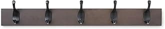 Amazon Basics Wood Wall Mounted Modern Coat Rack - 5 Hook, 57 cm, Espresso