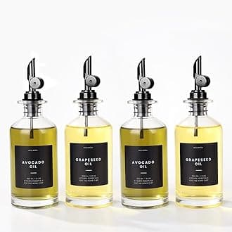 Molimoli Olive Oil Dispenser Bottle for Kitchen - Glass Bottle With Weighted Pourer, Cruet Set of 4 | 350ml