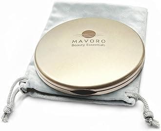 Magnifying Compact Mirror | 1x/10x Magnification | 4" Small Pocket Purse Double Sided Travel Makeup Mirror | Folding Portable Hand Compact Mirror for Handbag and Purses (Champagne Gold)