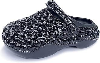 Hanfike Womens Casual Fashion Slide Mules with Rhinestone Closed Toe Comfort Flats