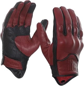 Harssidanzar Motorcycle Gloves for Men,Leather Touch Screen Riding Driving Gloves GM028US,Oxblood/Black,Size, L