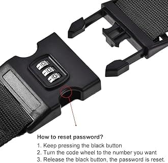 Premify 2 Pack Adjustable Luggage Strap for Suitcases, Black, Polypropylene Plastic, 410cm/161inch (Adjustable), 5cm/1.97inch Width, Fits 18-33 Inch Suitcases, Number Lock Security, Ideal Travel Gift