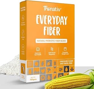 TruNativEveryday Fiber Supplement Powder | Instant Acidity Relief & Bloating Relief | Prebiotic Fibre Supplement | Psyllium Husk Replacer & Isabgol Replacer | Gluten Free | Unflavored 100g (Pack of 1