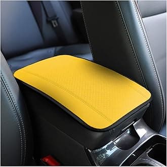 Car Armrest Storage Box Mat, Fiber Leather Car Center Console Cover, Car Armrest Seat Box Cover Accessories Interior Protection for Most Vehicle, SUV, Truck, Car (Yellow)