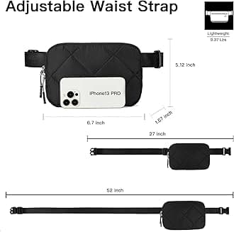 Telena Fanny Pack Crossbody Bag Quilted Puffy Puffy Padding Belt Bag for Women Winter Cloud Waist Bag with Adjustable Straps, Black, M, Fshionable, Black///White, M, Fshionable