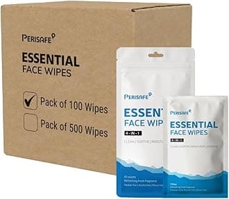 Essential Face Wipes Individually wrapped Sachet | 4-IN-1 | pH Balanced | Free from Alcohol, Paraben, Silicon |Pack of 100 Wipes