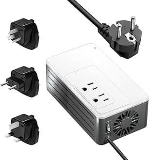 1200W Universal Travel Adapter Converter Step-Down 220V to 110V, 2 lbs Light Weight, Stable Pure Sine Wave, for Hair dryers, straighteners, Curling Irons, Coffee Makers (White)