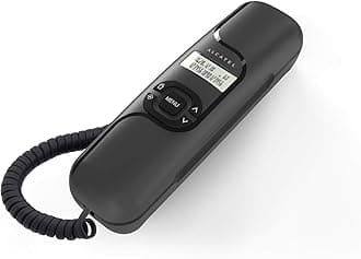 Alcatel T-16 Black Ultra Compact Corded Landline Phone With Numeric Display Along With Caller ID Wall Mounted