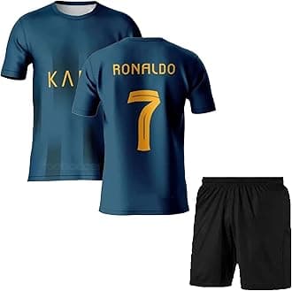 Ronaldo 7 Boys Official Home New Football Jersey Set with Shorts 2024 (Kid's, Boy's& Men)