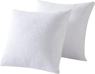 2 Pack Feather Proof Pillow Protectors 28x28 for Euro Square Pillow Bamboo Viscose Terry Waterproof Pillow Covers 28 x 28