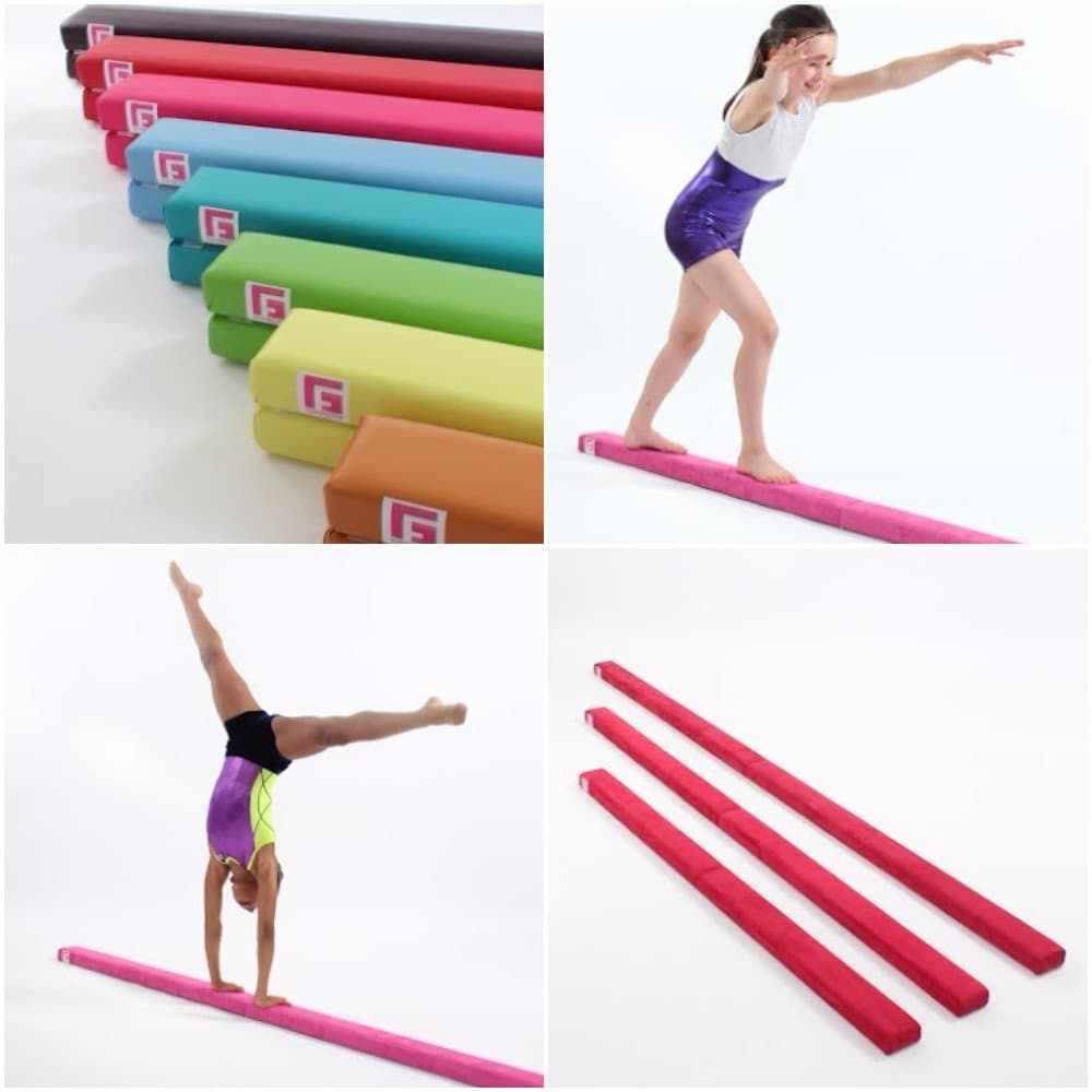 GYMNASTIC BEAM 8FT FOLDING LEATHERETTE BY GYM FACTOR RED