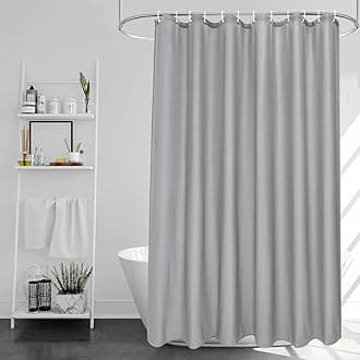 EurCross Grey Shower Curtains Mould Proof Resistant Washable, Quick Dry Water-resistant Fabric Bathroom Shower Curtain 180 x 180cm Drop with 12 Plastic Hooks