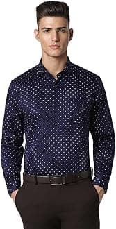 Peter EnglandMen's Cotton Slim Fit Ditsy Printed Full Sleeve Shirt