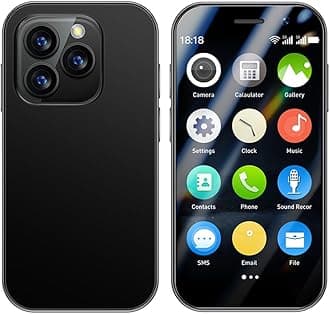 i14Mini 3G Mini Smartphone 3.0 Inch WiFi GPS Quad Core MT6737 Android 9.0 Cell Phones Slim Body HD Camera Dual Sim Cute Palm Smartphone 2GB RAM 16GB ROM China Mobile (Black)