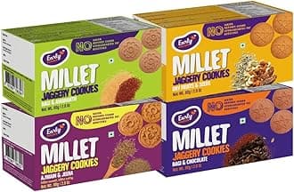Assorted Pack of 4 - Ragi, Dry Fruit, Millet & Choco Jaggery Cookies, 4 X 130 g | Millet Biscuits | SUGAR FREE & Gluten Free Biscuits
