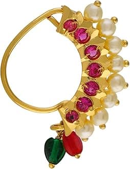 Maharashtrian Marathi Traditional Nath Nose Ring Pins Without Piercing Nathiya For Women