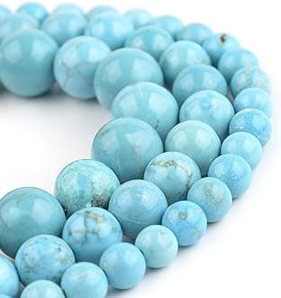 Natural Gemstone Beads 10mm Blue Turquoise Beads Polished Round Smooth Stone Beads for Jewelry Making Adults DIY Bracelet 15 Inch(Blue Turquoise,10mm)