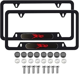 2PCS License Plate for Chrysler 300/C/ 300S Premium Car License Plate Bracket Holder, Premium Aluminum Alloy Weather Proof License Plate Covers with Screw Caps Cover Set Car Accessories