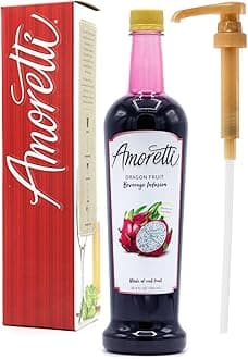 Amoretti - Dragon Fruit Beverage Infusion, 94 Servings Per Bottle (750 ml) - Drink Mix & Water Enhancer with Pump for Flavoring Cocktails, Waters, Teas, and other Beverages, Preservative Free
