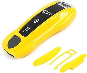Racing Yellow Key Fob Cover Compatible with Porsche Cayenne 2018-2025 Panamera 2017-2024 911 2019-2023 Taycan 2019-2024 Compatible with Porsche Key Cover