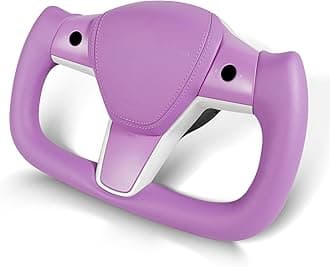 Tesla Yoke Steering Wheel Upgrade Personalized Yoke Steering Wheel Nappa Leather with Heating Function Compatible with Model 3 Y 2018-2023 (Purple Nappa)