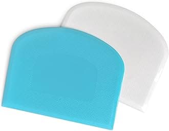 Bowl Spatula & Bench Scraper,Flexible Plastic Multipurpose Kitchen Pastry Cutter Tool,Food Scrappers for Bread Dough Baking Cake Fondant Icing,Set of 2 Pieces - White&Blue