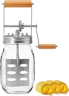Premium Butter Churner – Makes Fresh Homemade Butter in 10 Minutes | 32oz Glass Jar with Stainless Steel Paddle | Hand Crank Butter Maker | Easy to Use & Clean | Perfect for Family Kitchen Fun
