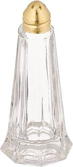 New Star Foodservice 22438 Glass Tower Salt and Pepper Shaker with Gold Plated Top, 1-Ounce, Set of 12