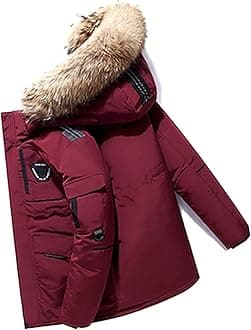 Men's Down Jacket Big Goose Autumn And Winter Thickened Coat Canada Style Warm Snow Coat (Color : Red, Size : L)